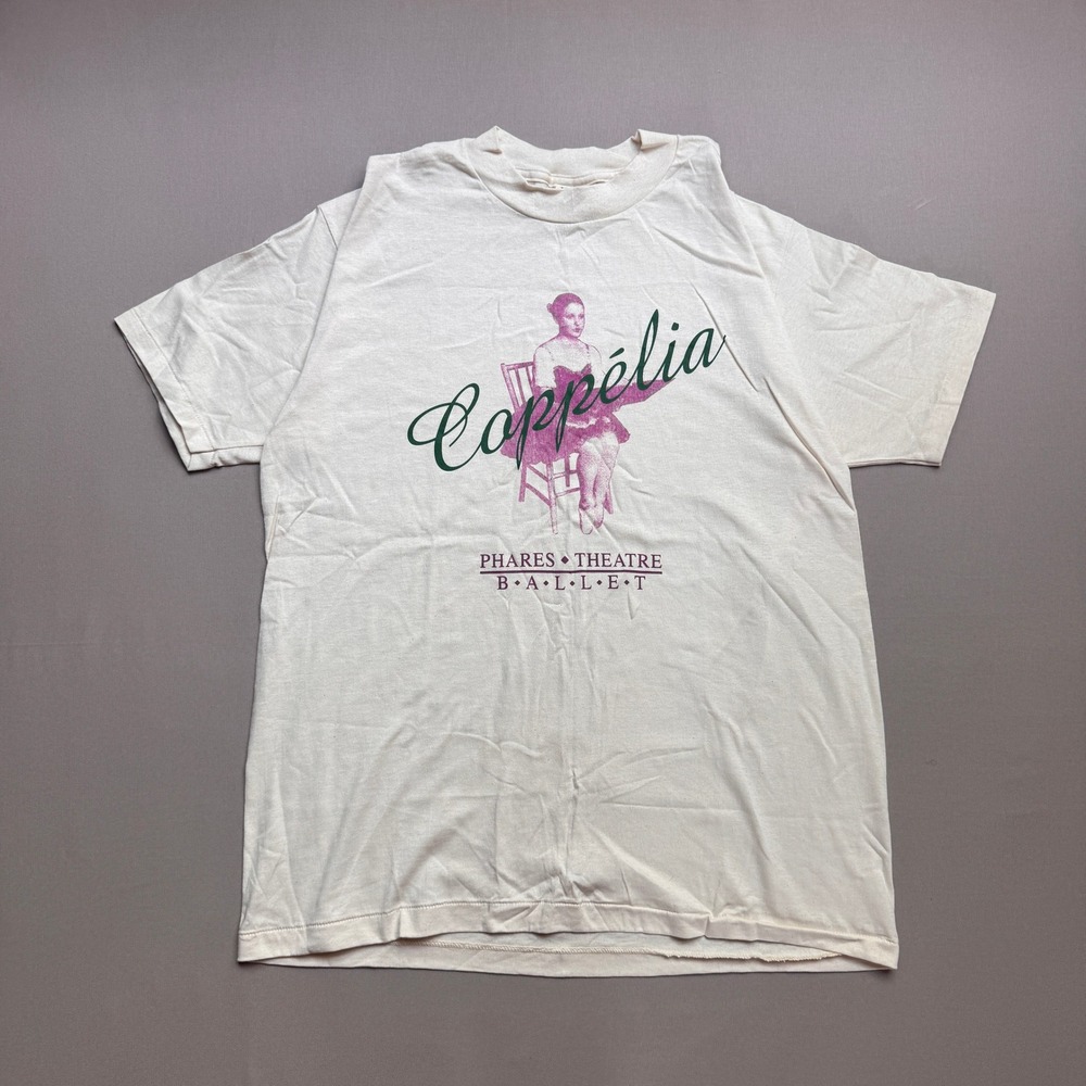 Vintage Oneita Power-T Coppelia Ballet T-Shirt Large Cream Phares Theatre USA